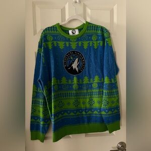 Minnesota Timberwolves electric colored ugly Christmas sweater L basketball